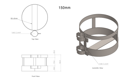 Gas Bottle Holder-150mm Drawing-SS022